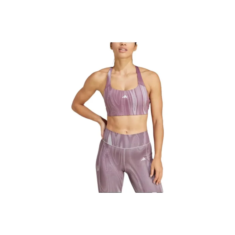 Adidas POWERIMPACT TRAINING MEDIUM-SUPPORT 3-STRIPES BRA Sports Underwear Women's Gray-2