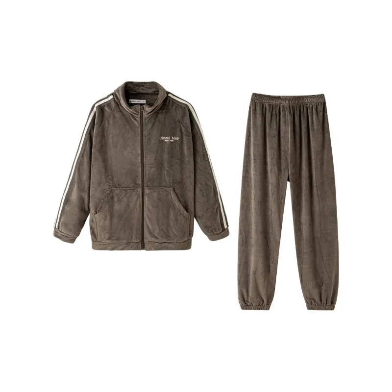 QINZUIMAO Pajama Set Men's Tea Brown-0