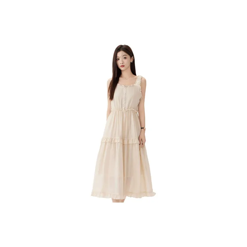 HUASJ Slip Dresses Women's Milk Tea Beige-2
