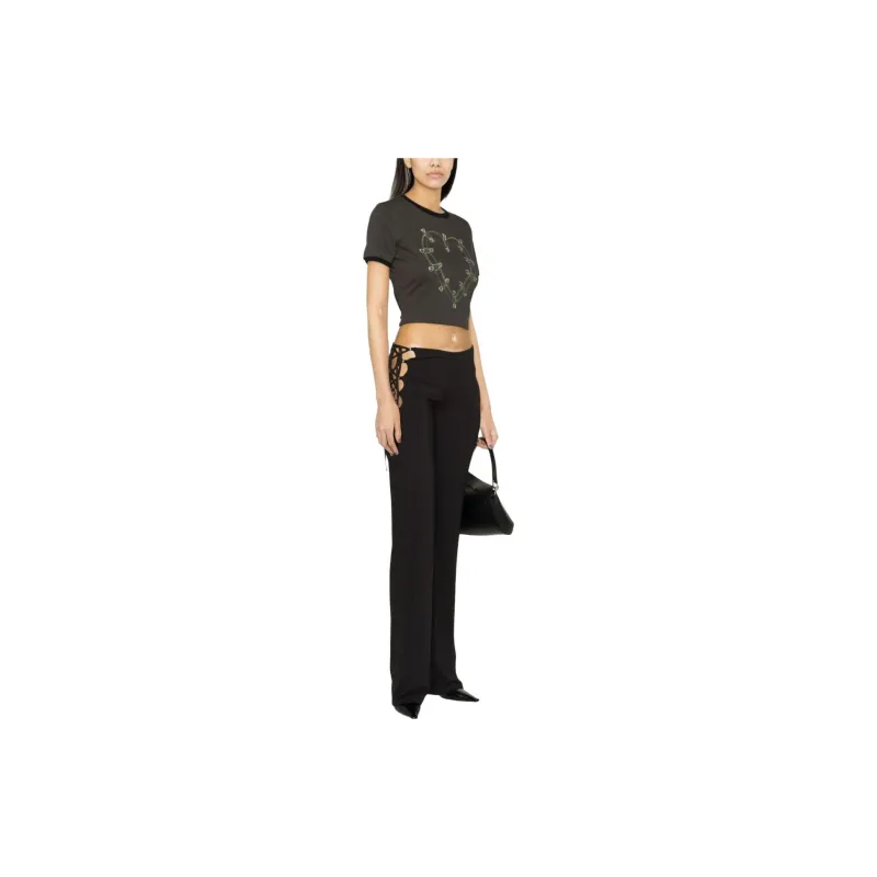 HERON PRESTON Lace up Flared Trousers-3
