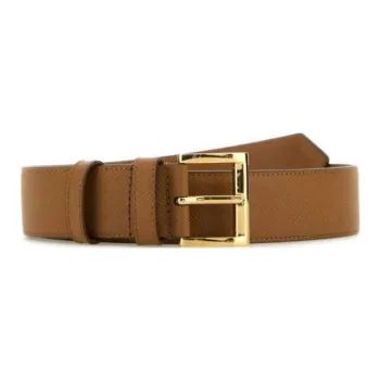 PRADA Logo Plaque Buckled Belt