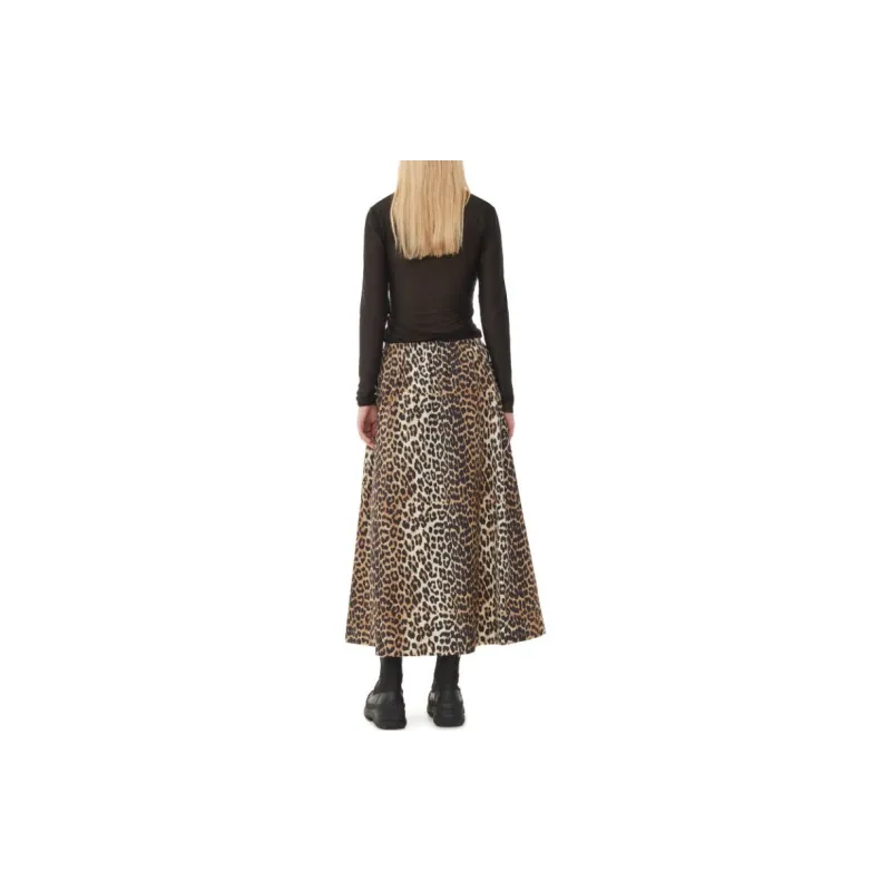 GANNI Leopard Printed Midi Skirt-3