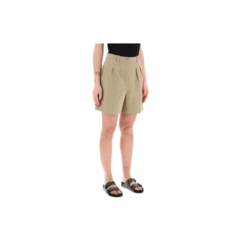A.P.C Pleat Linen Shorts-1
