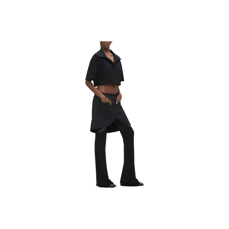 COURREGES SS24 COTTON CROPPED POLO Polo Shirt Women's BLACK/Black-3