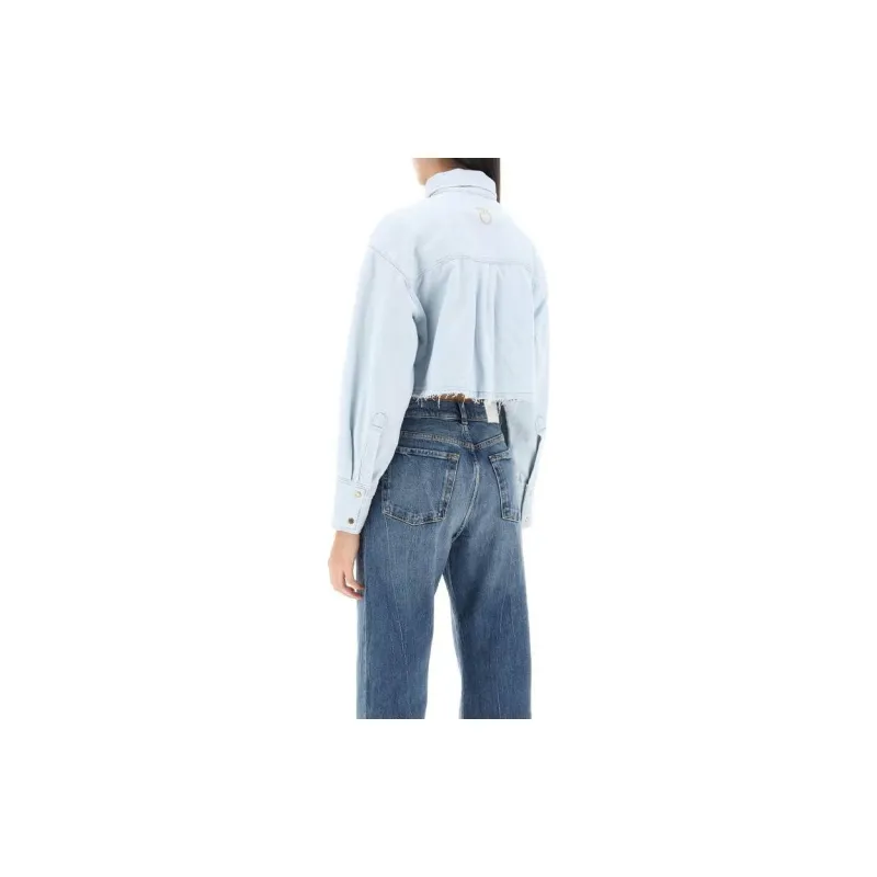 PINKO Cropped Denim Shirt-4
