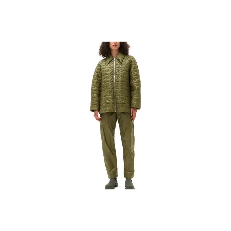 GANNI Puffer Jackets Women's Moss Green-1