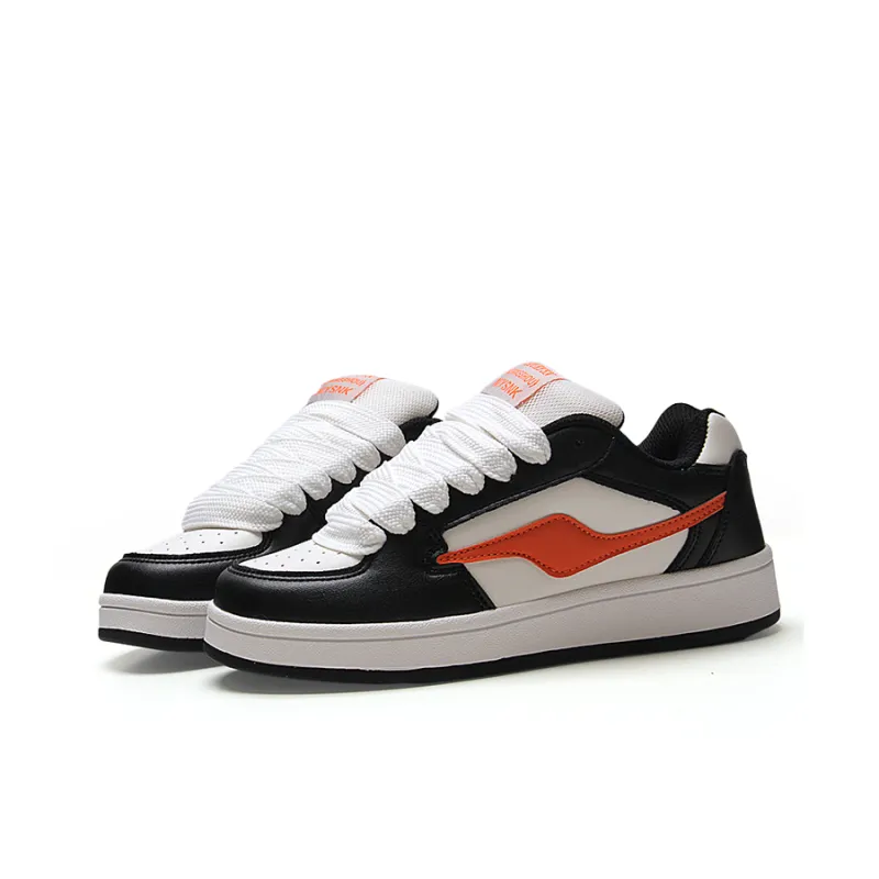 STUR YSN Wear resistant And Lightweight Low Top Skateboard Shoes Unisex Black Orange-2