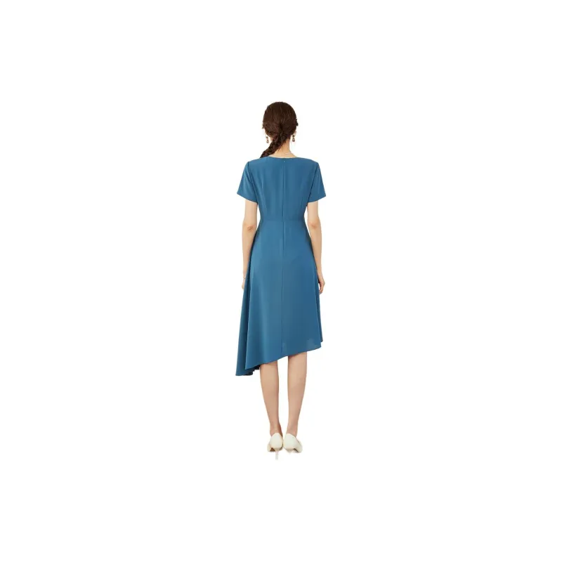 ROEYSHOUSE Short Sleeved Dresses Women's Peacock Blue-2
