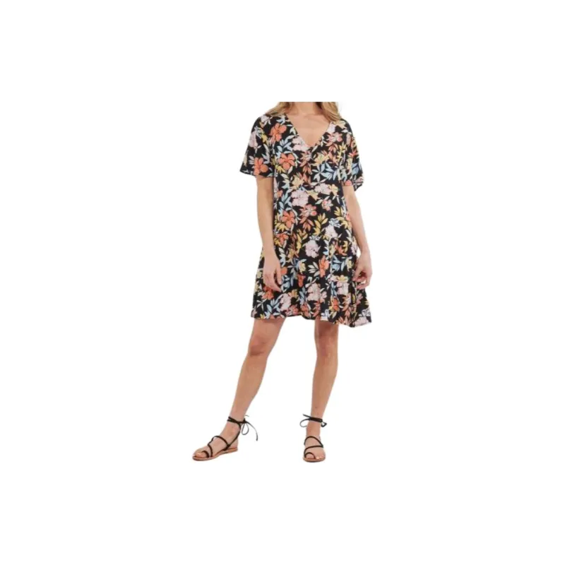 ROXY Short Sleeved Dress Women's Black-1