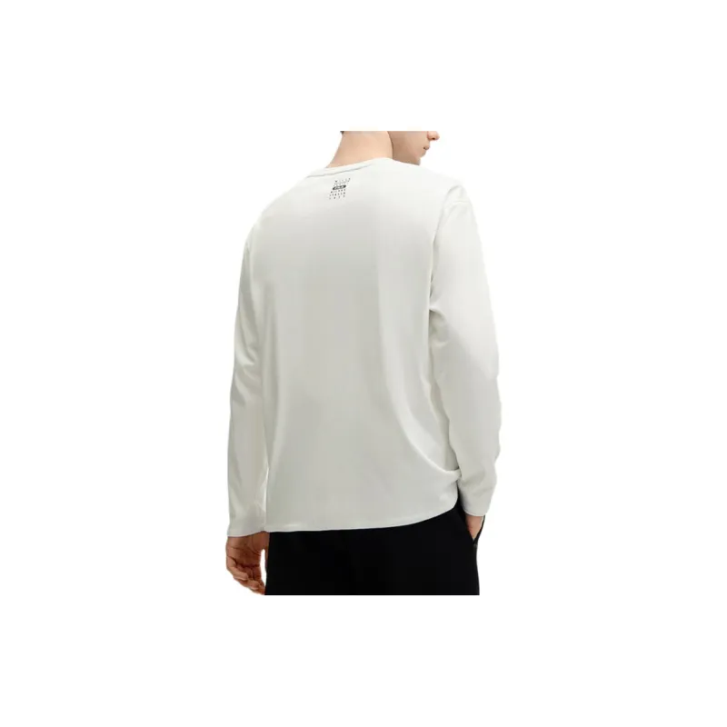 FILA Casual Sportswear Men Clothing Sets Cloud White T Shirt+Jet Black Pants-2