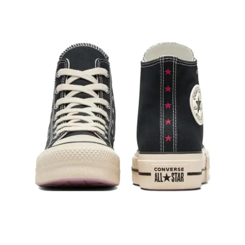 Converse Women's Chuck Taylor All Star Lift Platform High 'Embroidered Stars Black Lotus Pink' Women's-4