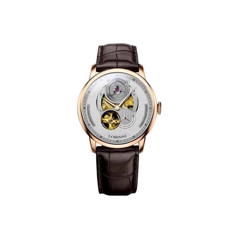 LOBINNI L Men's Watches Automatic Mechanical Movement Cowhide Strap Watch Men's Watches Black Dial-1