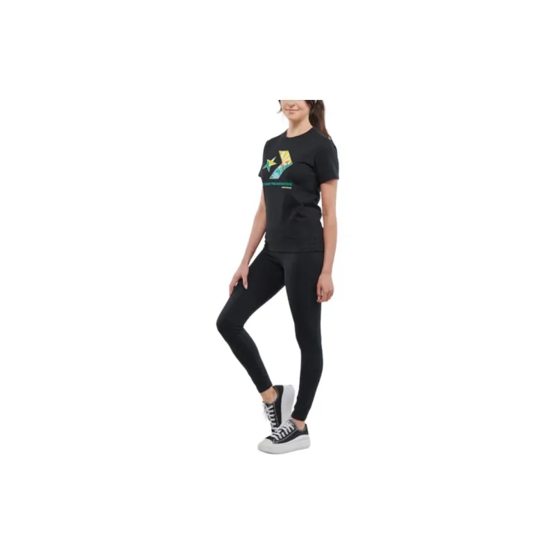 Converse Star Chevron Infill T Shirts Women's Black-4