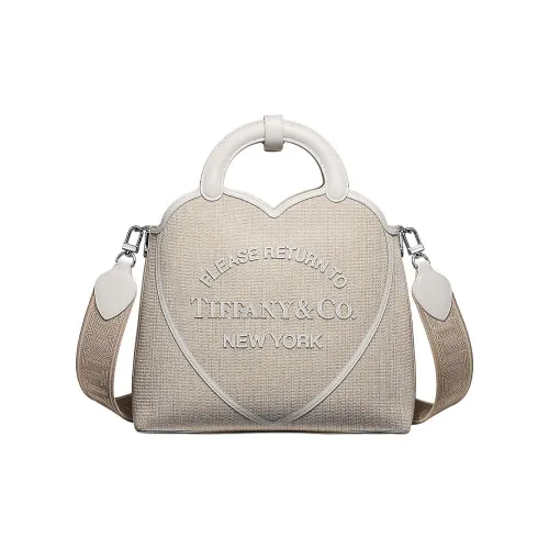 TIFFANY & CO. Return To Tiffany Collection Canvas Bag, Shoulder Bag, Crossbody Bag, Handbag Small Size Women's White