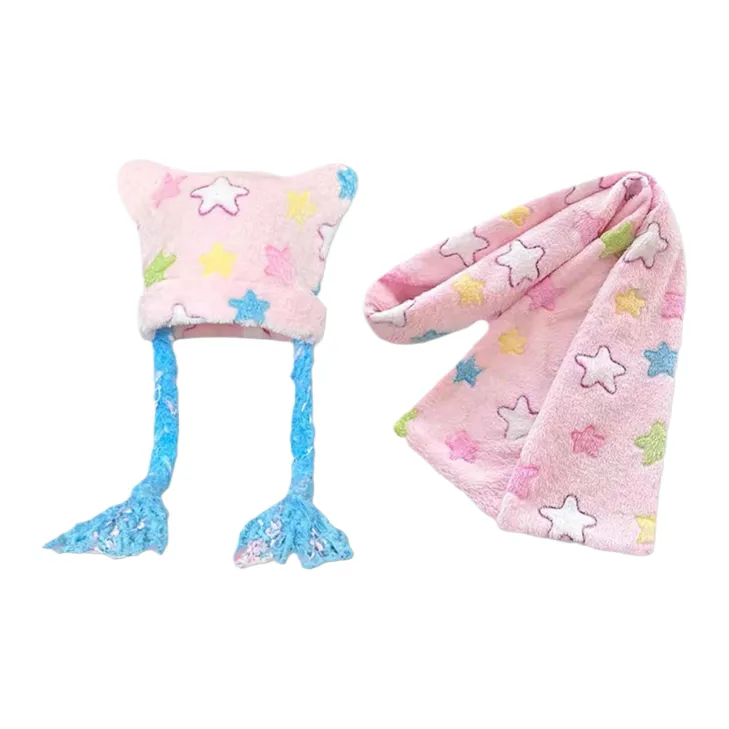 SLEEPYWALK Fall And Winter Warm Lace Up Ear And Head Cover Beanies Women's-10