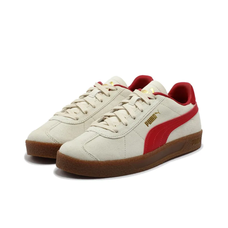PUMA Club Abrasion Resistant Low Top Skateboard Shoes Unisex White Red Gold-3