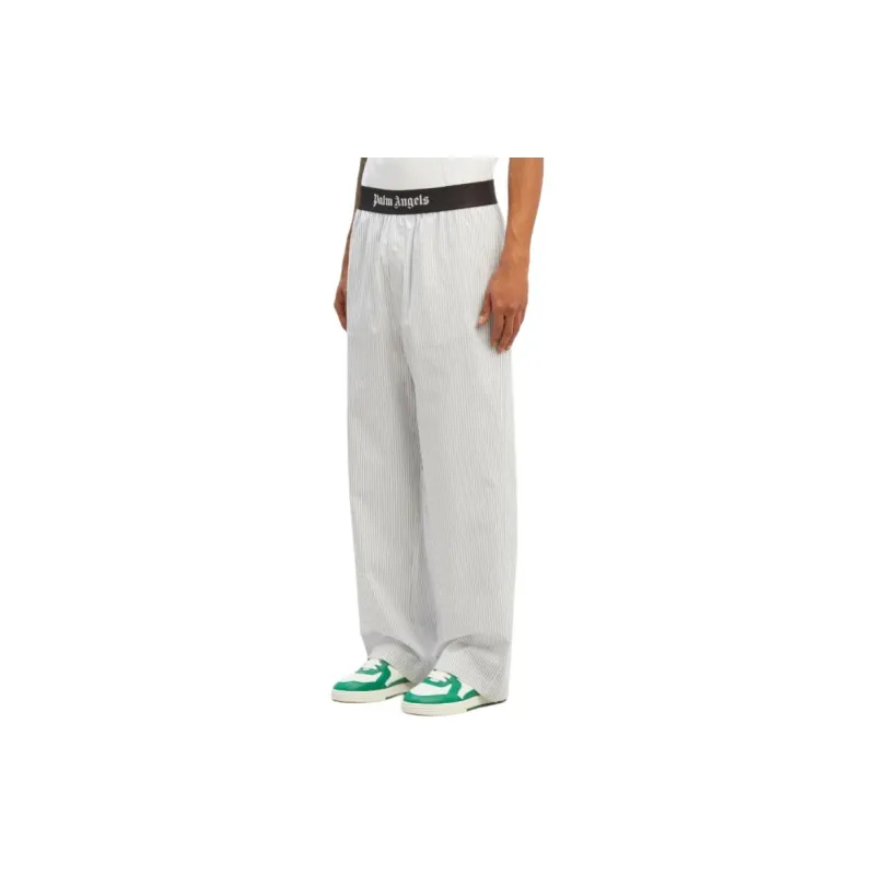 PALM ANGELS Logo-waistband Striped Pajama Trousers-3