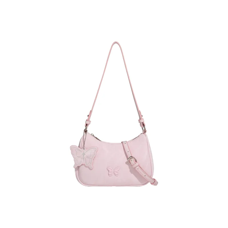 NOMK PU Shoulder Bag, Dumpling Bag, Shoulder Bag, Crossbody Bag Women's Ecru/Pink/Black/Light Green-2
