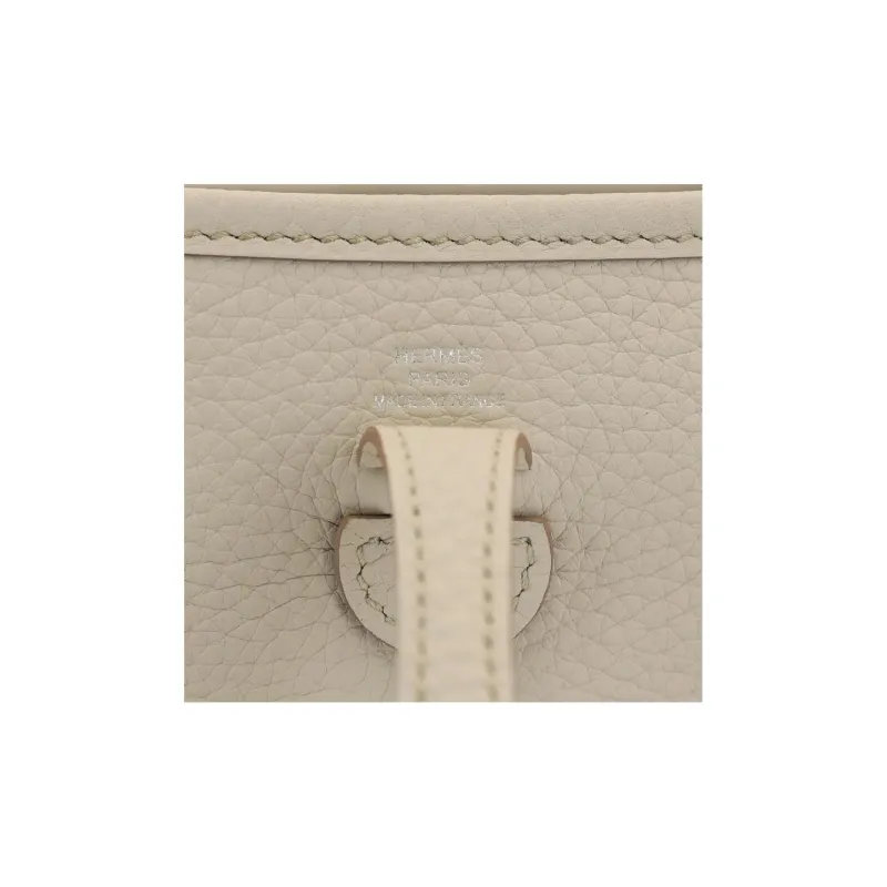 HERMES Evelyne Clemence Leather Shoulder Bag Crossbody Bag Mini Unisex 8L Beton Glacier White-11