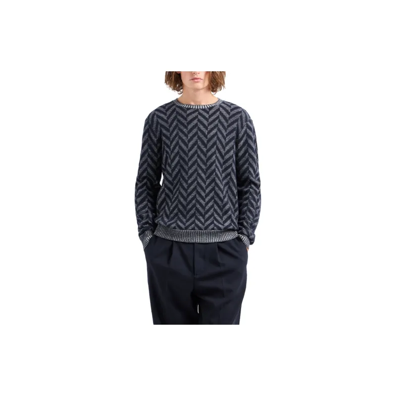 EMPORIO ARMANI Icon Virgin wool Jumper With Two tone Jacquard Chevron Motif-2
