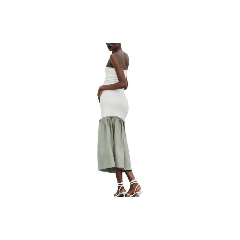 ZARA Sleeveless Dress Women's White-3