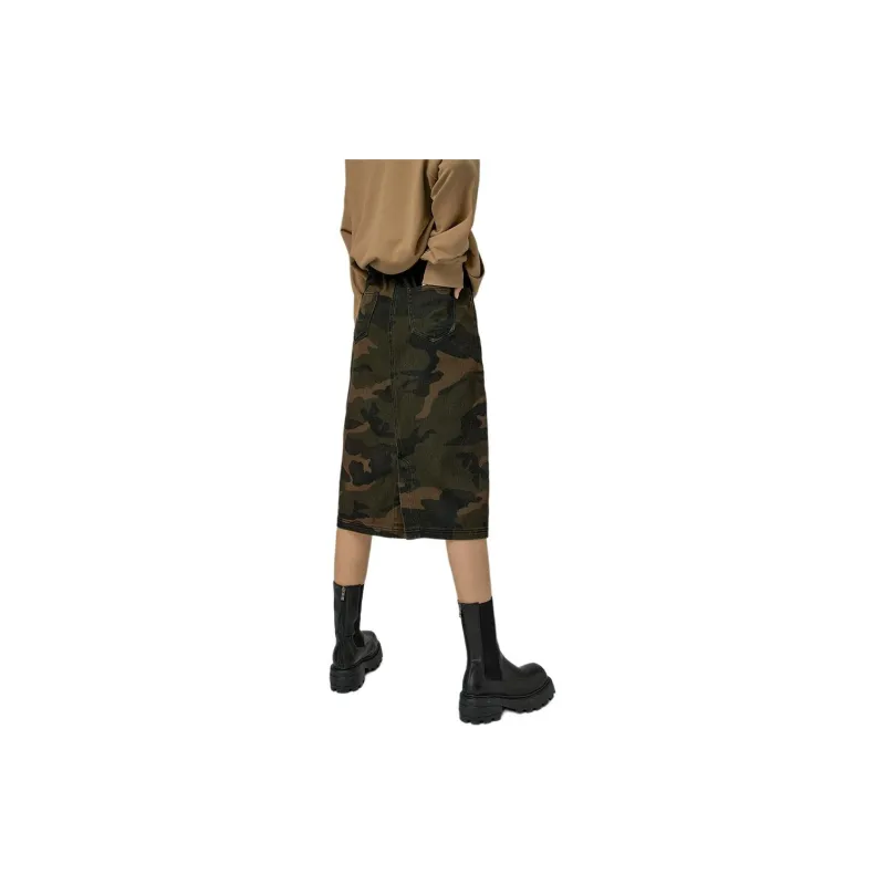NO ONE ELSE Casual Long Skirt Women's Green-2
