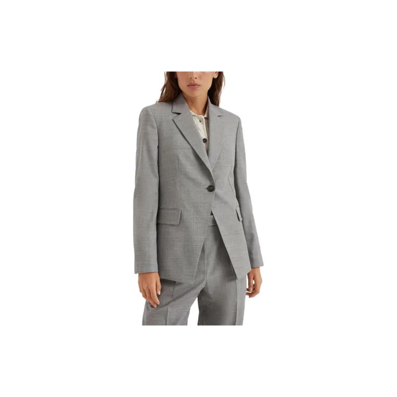 Brunello Cucinelli Mélange Effect Single Breasted Tailored Blazer-4