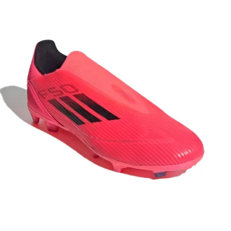 Adidas F50 League Laceless Firm/Multi Ground Turbo Aurora Black Platinum Metallic-2