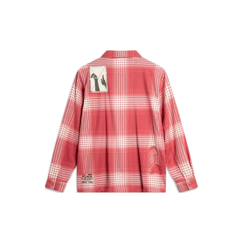 LiNing Basketball Collection Shirt Men's Guava Red Pale Ancient Yellow Quartz Red Checkered-1