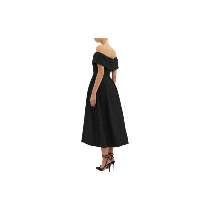 Rebecca Vallance Helene Textured Off shoulder Midi Dress-2