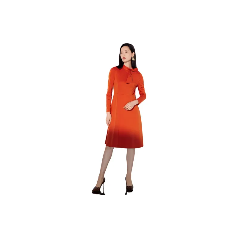 BBLLUUEE Long Sleeved Dress Women's Rimu Orange-2
