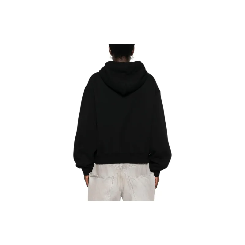 T By Alexander Wang Essential Terry Puff Paint Logo Hoodie Black-2