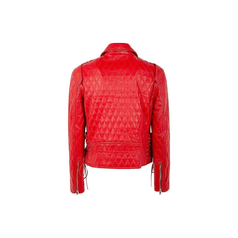 BALMAIN Lace-Up Detailed Leather Biker Jacket-1