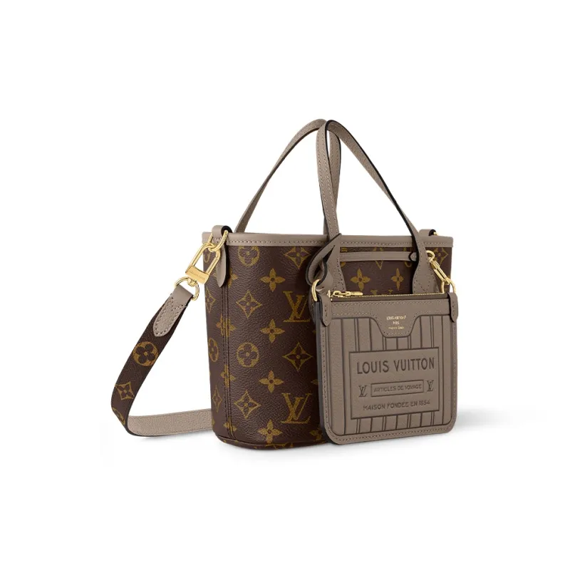 LOUIS VUITTON Neverfull Bandouliere Bb Inside Out Dark Fango/Monogram-3