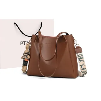 PT'SON Cow Leather With Synthetic Leather Shoulder Bag, Crossbody Bag Women's Caramel