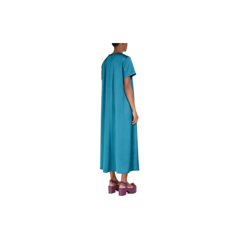 WEEKEND MaxMara Maga Collection Satin T-Shirt Dress Short-Sleeved Dresses Women's Blue-2