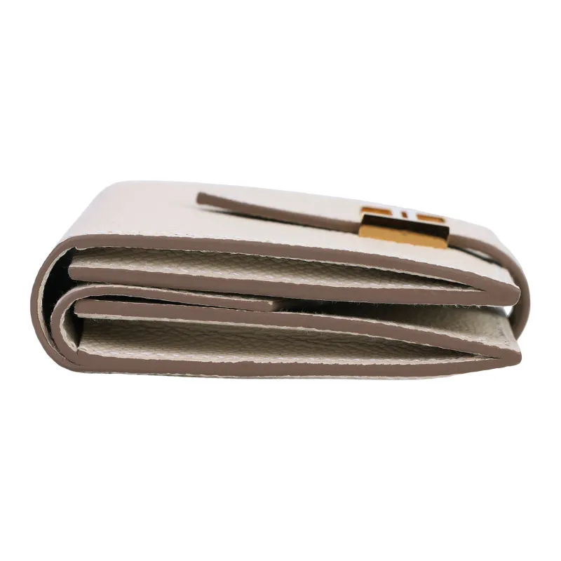 HERMES Bearn Epsom Calfskin Wallet Mini Unisex 10 Craie Milkshake White-5