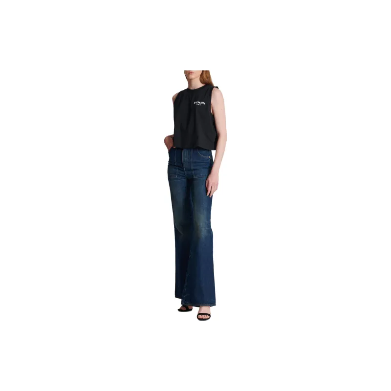 BALMAIN Flocked Logo Tank Top-2