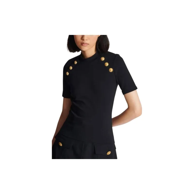 BALMAIN 6-Button Jersey T-Shirt-1