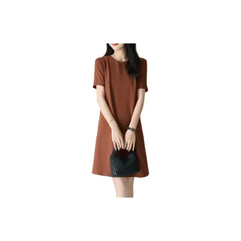【dme】 Short-Sleeved Dresses Women's Brick Red