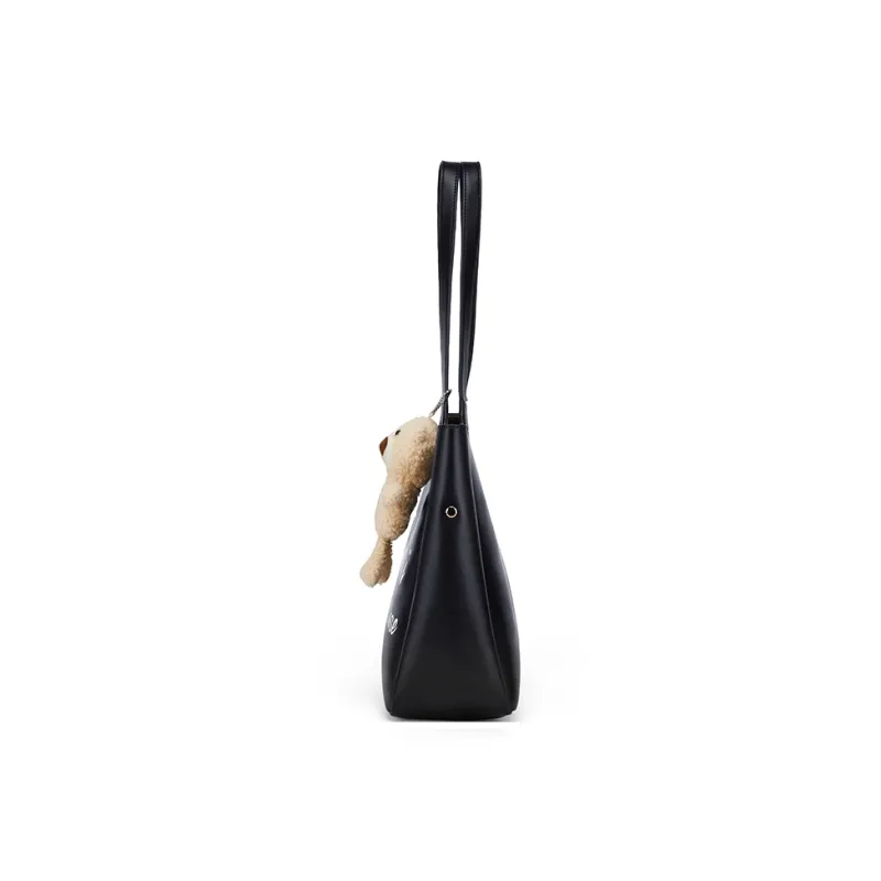 Simvay Clos Cow Leather Shoulder Bag Portable Tote Tote Shopping Bag Large Size Women's Classic Cool Black-3
