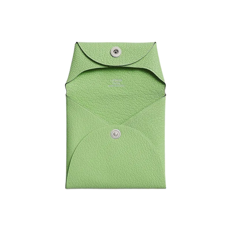 HERMES Bastia Chevre Mysore Goatskin Coin Purse Women's 3I Vert Criquet Avocado Green With Cricket Green-1