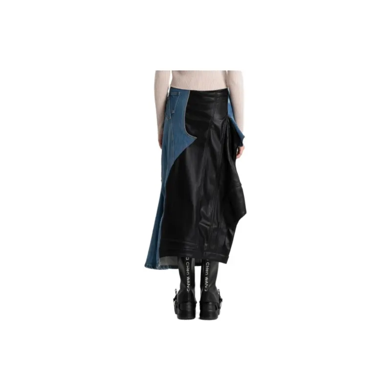 Feng Chen Wang Denim Long Skirts Women's Blue-1