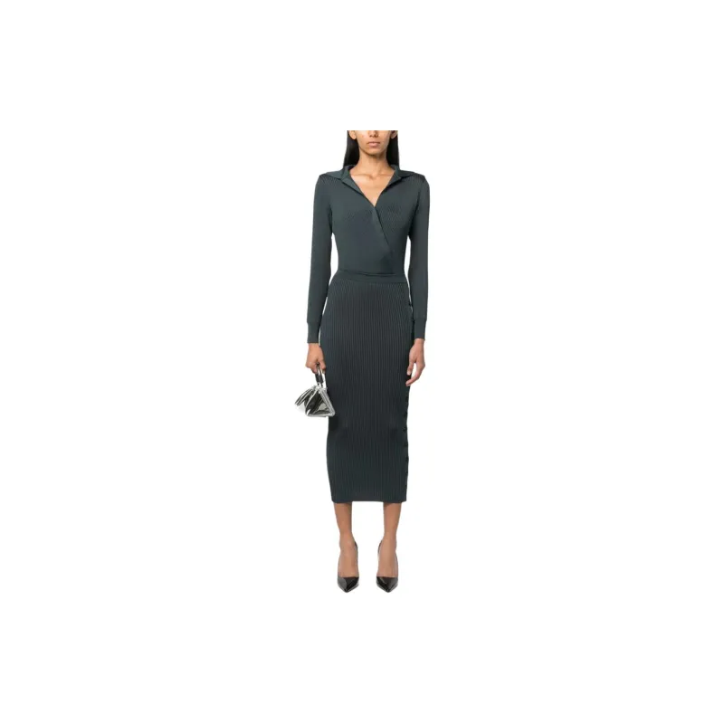 Self portrait Long Sleeved Dresses Women's Green-2