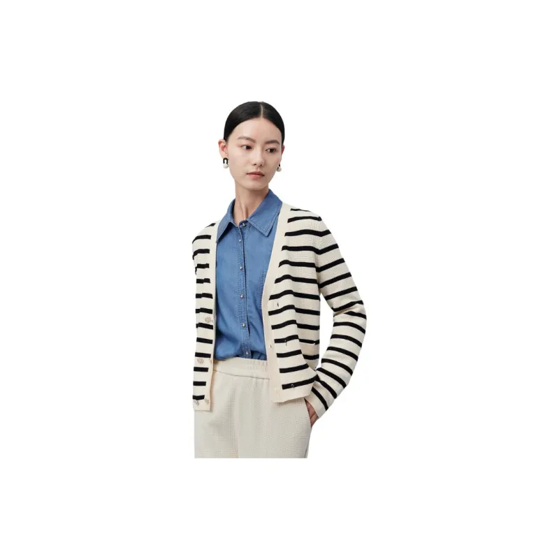FINITY Knitwear Women's Black Beige Stripe-1