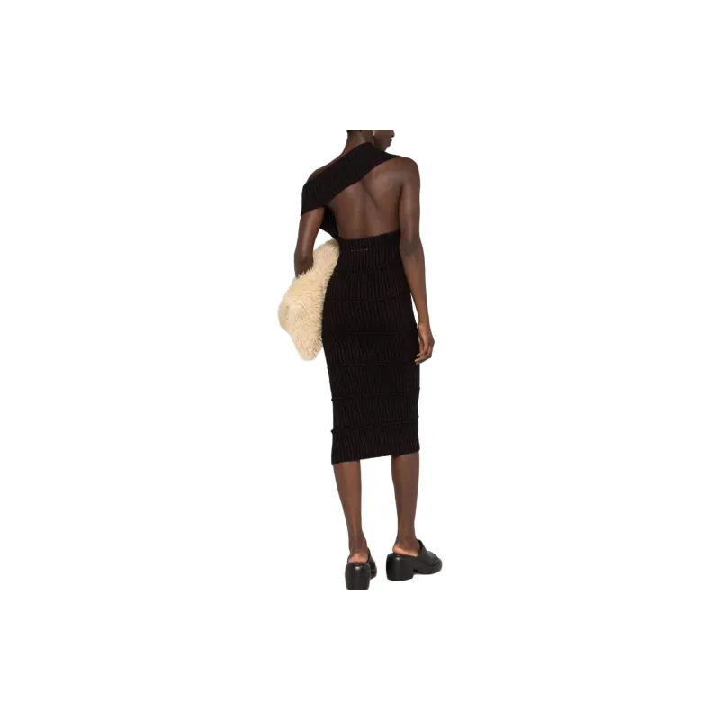 MM6 Maison Margiela Ribbed-knit Asymmetric Dress-2