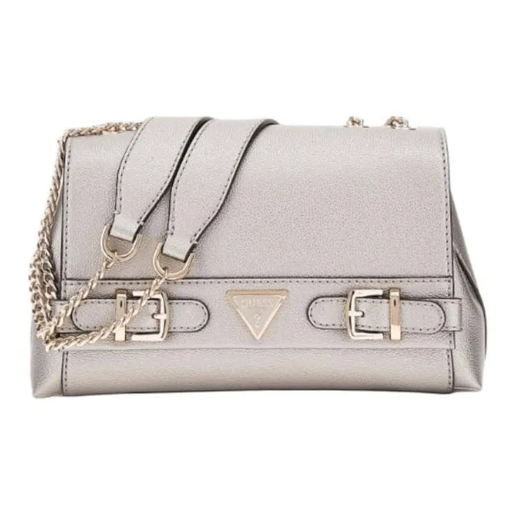 GUESS Polyurethane Shoulder Bag Crossbody Bag Women's Silver-0