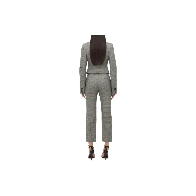 Alexander McQueen Straight Leg Checked Cropped Pants-2
