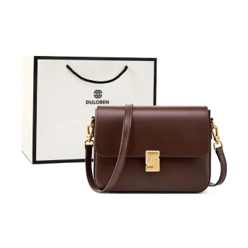 DULOREN Cow Leather Small Square Bag Shoulder Bag Small Size Women's Ecru/Black/Coffee/Brown