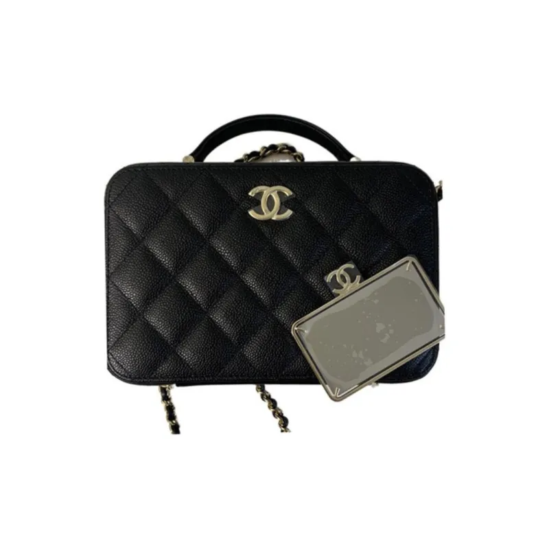 CHANEL Caviar Calfskin Box Bag, One Shoulder Handbag, Crossbody Bag, Makeup Bag Women's Black-1